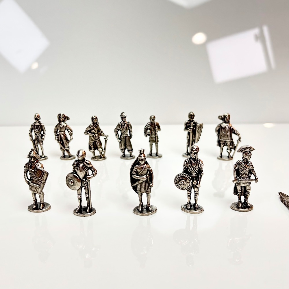 Vintage Silver Tone Toy Soldiers Metal Miniature Historical Figures 12pc Gaming
